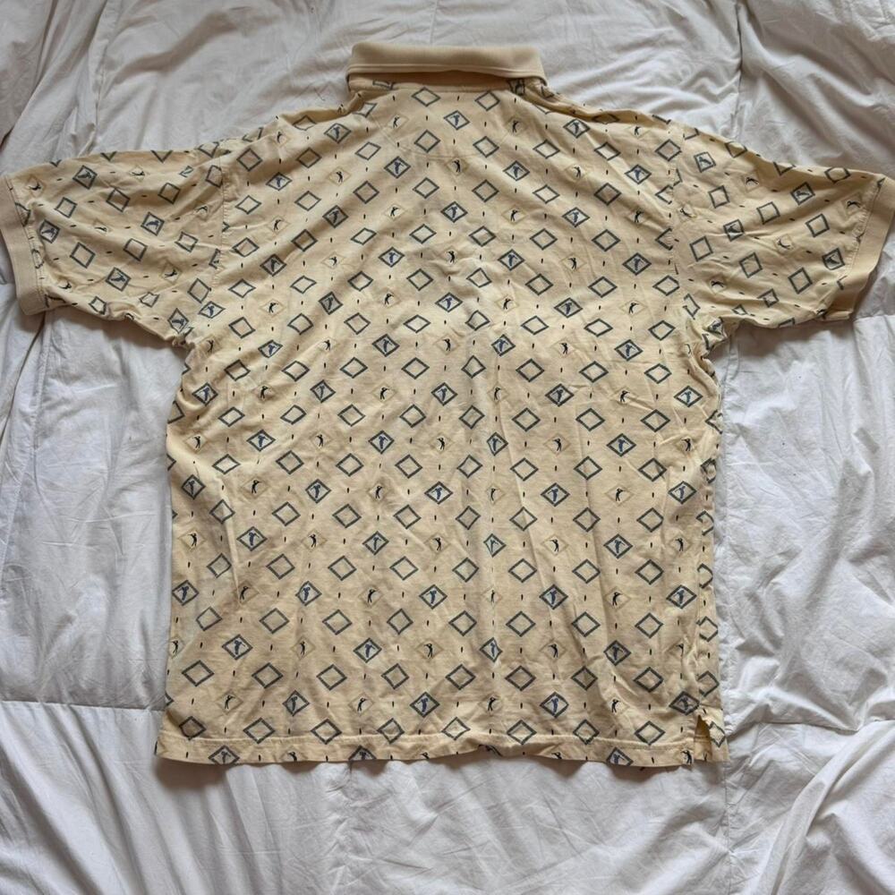 Farah Vintage y2k yellow diamond distressed golf polo sz L cotton grandpa sporty - Picture 5 of 8